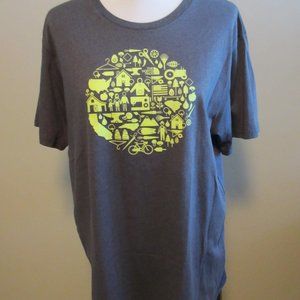 THE NORTH FACE GREY T-SHIRT WITH GREEN DESIGN ON FRONT LARGE